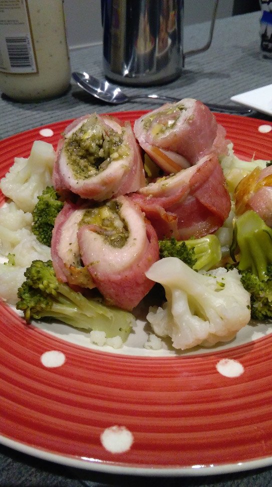 Chicken and bacon roulade